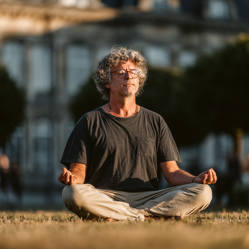 Інструктор йоги працює з літнім клієнтом